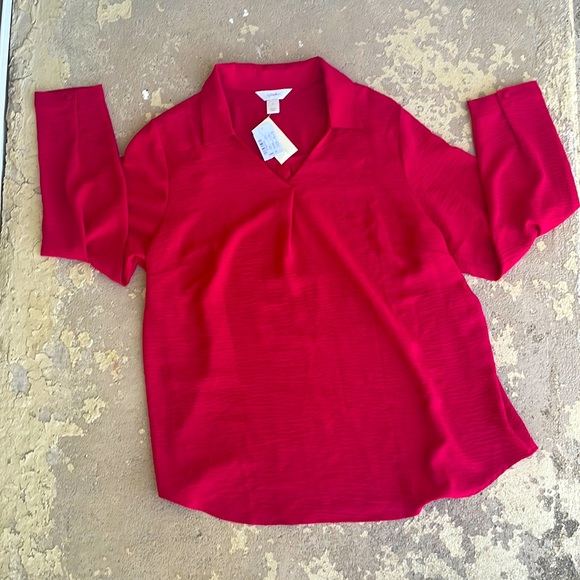 NWT CJ Banks size X 14W red blouse. - Picture 6 of 15